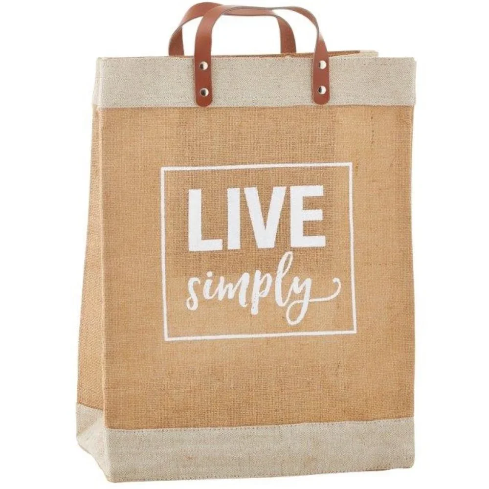 NWT (2) Tote Bundle - Live Simply Inspirational Jute Market Tote Bag -SB Designs - Picture 3 of 3